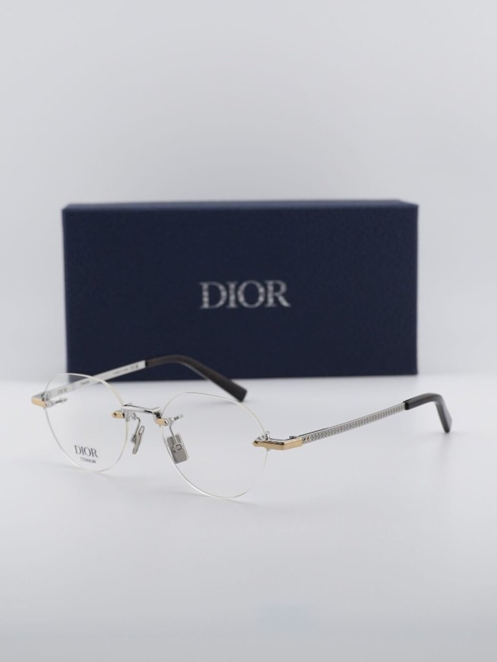 Dior CD DIAMONDO R5U F200 Square Rimless Men Eyeglasses 50mm - Titanium